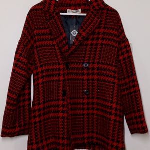 K Zell Paris Wool Coat Red & Black Checkered